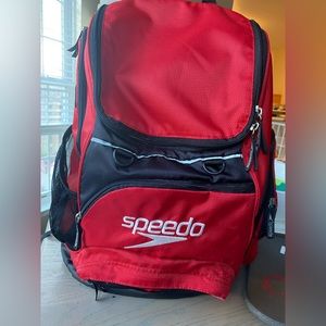 Speedo Teamster 35L Red Swim Backpack Kickboard Dry Bag
